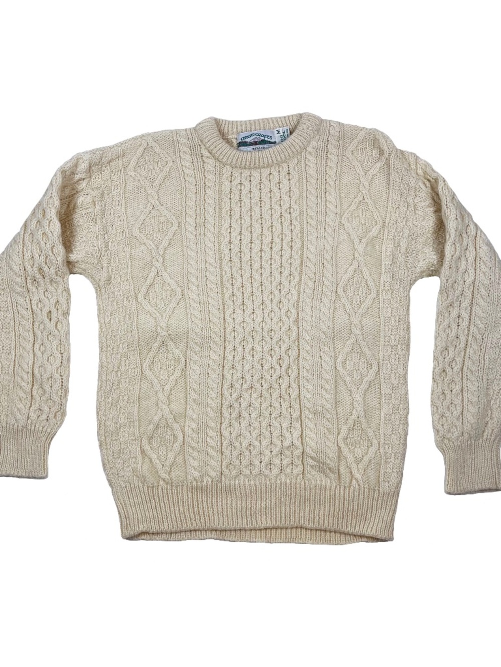 Vintage ARAN CRAFTS Fisherman Cable Knit Sweater Cream